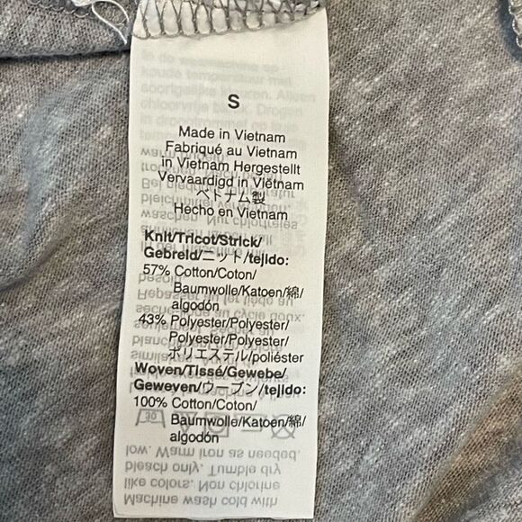 J. Crew Striped Bib-Front Mix Media Top Gray Blue White Long Sleeve Henley S - Picture 6 of 7